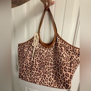 Stoney Clover Lane Leopard Print Tote with Tan Trim